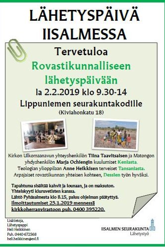 Rovastikunnan lähetyspäivä Iisalmessa Rovastikunnan lähetyspäivä Iisalmessa